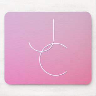 Tapis De Souris Initiales superposées Modern 2   Ombre rose