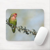 Tapis De Souris Inséparable à face rose sur une branche (Avec souris)