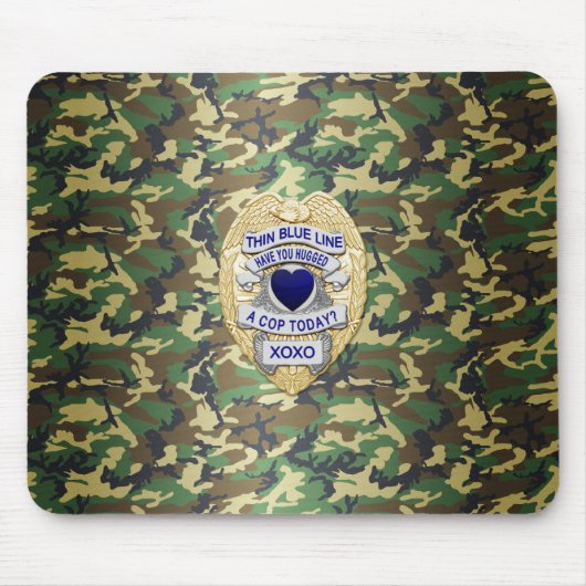 Tapis De Souris Insigne de ligne bleue mince (Devant)