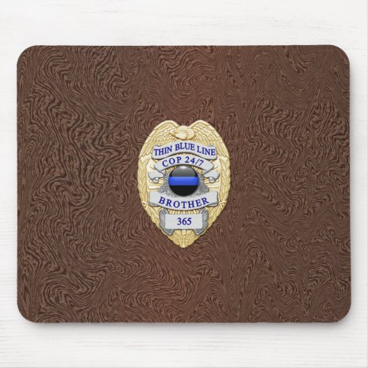 Tapis De Souris Insigne de ligne bleue mince (Devant)