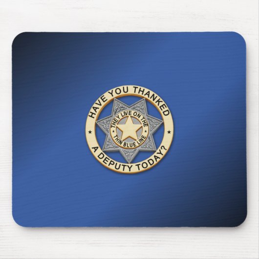 Tapis De Souris Insigne de ligne bleue mince (Devant)