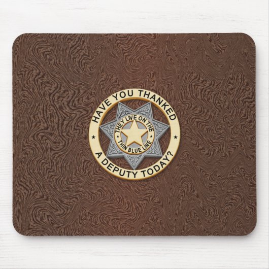 Tapis De Souris Insigne de ligne bleue mince (Devant)