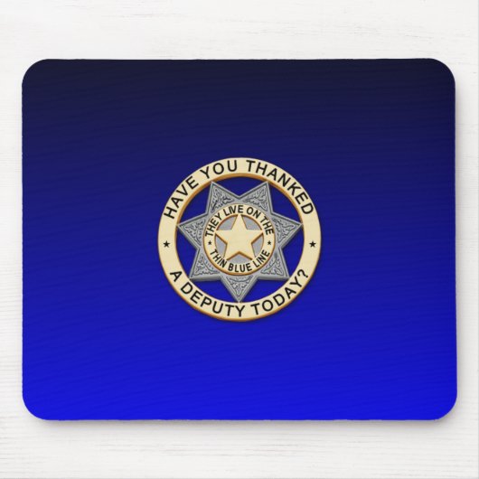 Tapis De Souris Insigne de ligne bleue mince (Devant)