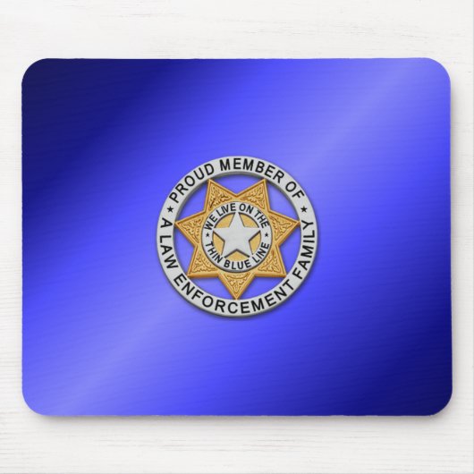 Tapis De Souris Insigne de ligne bleue mince (Devant)
