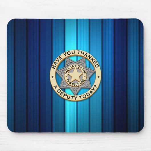 Tapis De Souris Insigne de ligne bleue mince (Devant)