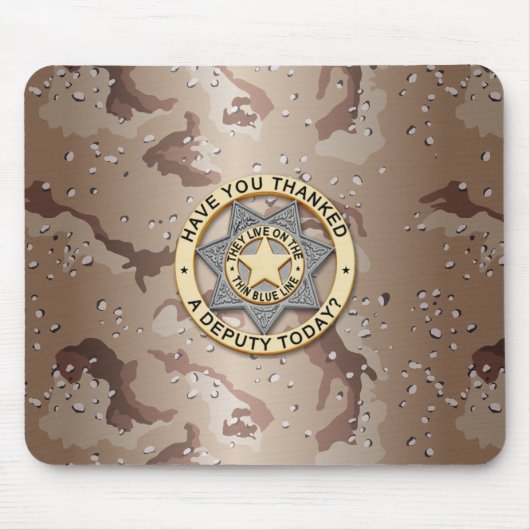 Tapis De Souris Insigne de ligne bleue mince (Devant)