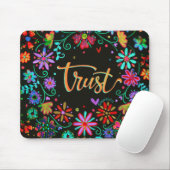 Tapis De Souris Inspirational Trust Black Floral Inspirivity (Avec souris)