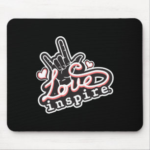 Tapis De Souris inspirer Amour ASL ILY Langue des Signes Sourds Se
