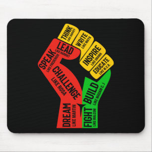 Tapis De Souris Inspirer les leaders noirs Poing de puissance main