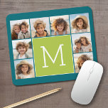 Tapis De Souris Instagram Photo Collage Monogramme - Bleu et chaux<br><div class="desc">Vibrant Green et un riche Arrière - plan bleu Turquoise - Vous pouvez utiliser des photos carré ou selfie pour cette conception. Utilisez 8 photos carrés pour créer un cadeau unique et personnel. Ou vous pouvez garder le chiot hipster et faire un gardien branché. Si vous avez besoin d'ajuster les...</div>