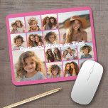 Tapis De Souris Instagram Photo Collage - Up to 14 photos Pink<br><div class="desc">A design with a colorful background. Use up to fourteen square photos to create a unique and personal gift. If you need to adjust the pictures,  click on the customize tool to make changes.</div>