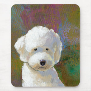 Tapis De Souris Intitulé : J'y pense - adorable chien blanc