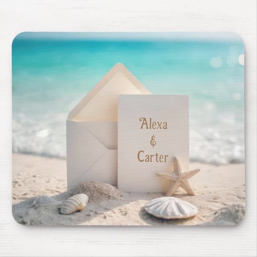 Tapis De Souris Invitation de plage avec étoile de mer (Devant)