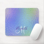 Tapis De Souris Iridescente Joli Monogramme Personnalisé (Avec souris)