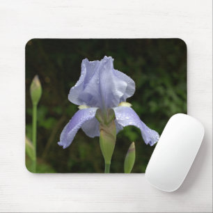 Tapis De Souris Iris bleu avec gouttes de pluie Mousepad