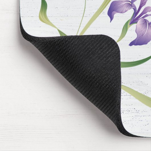Tapis De Souris Iris Violet Sur Bois (Coin)