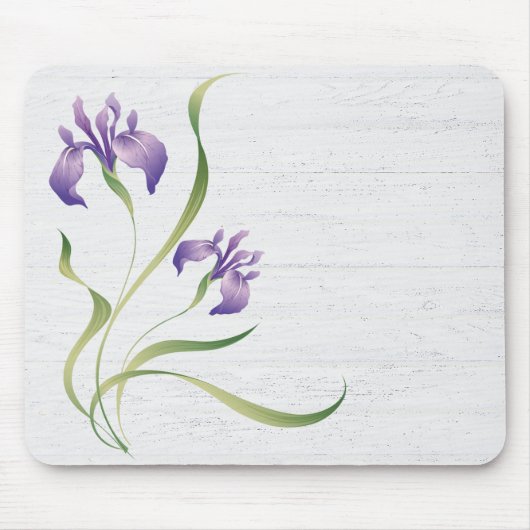 Tapis De Souris Iris Violet Sur Bois (Devant)