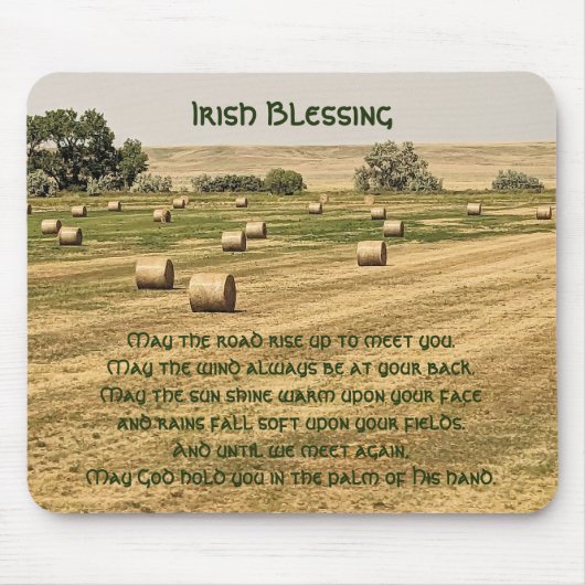 Tapis De Souris Irish Blessing Hay Bales in a Field (Devant)
