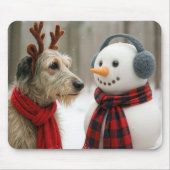 Tapis De Souris Irish Wolfhound with a Cute Snowman (Devant)