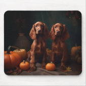 Tapis De Souris Irlandais Red Setter Chiot Automne Citrouille de p (Devant)