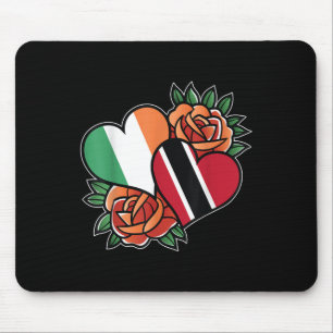 Tapis De Souris Irlande Trinité-Et-Tobago Drapeau Coeur moitié irl