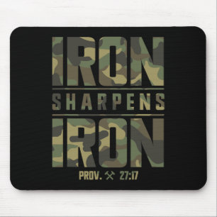 Tapis De Souris Iron Sharpens Fer Christian Hommes Écriture Camo G