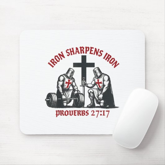 Tapis De Souris Iron Sharpens Iron Bible Scripture Christian Gym W (Avec souris)