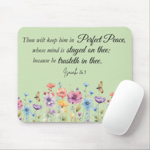 Tapis De Souris Isaïe 26:3 Parfait Paix Bible Fleur sauvage KJV