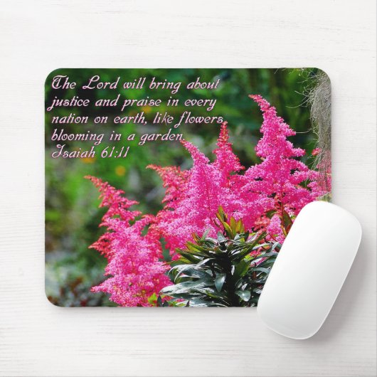 Tapis De Souris Isaïe 61:11 Pink Floral Inspirational (Avec souris)
