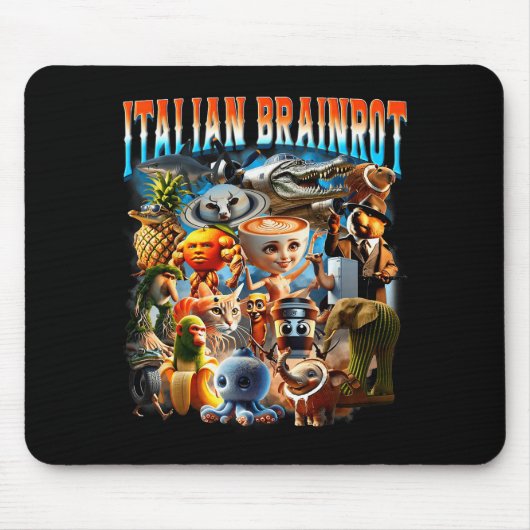 Tapis De Souris Italian Brainrot Characters Funny Meme Pular Trend (Devant)