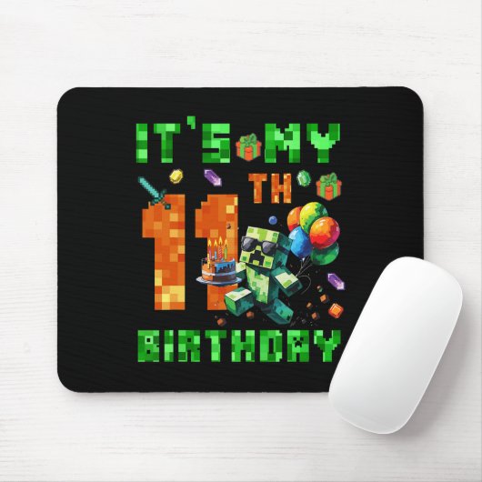 Tapis De Souris It's My 11th Birthday Pixel Number Video Game Game (Avec souris)