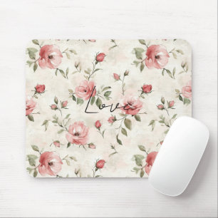 Tapis De Souris Ivory Blush rose Roses Mariage Floral