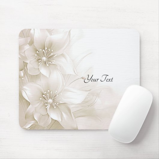 Tapis De Souris Ivory White Flowers Mousepad (Avec souris)