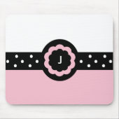 Tapis De Souris J :: Monogramme J mousepad rose et blanc pointillé (Devant)