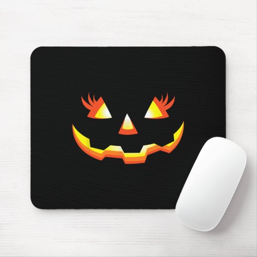 Tapis De Souris Jack-o'-lantern Face Citrouille Eyelashes Hallowee (Avec souris)