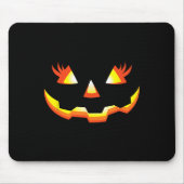 Tapis De Souris Jack-o'-lantern Face Citrouille Eyelashes Hallowee (Devant)