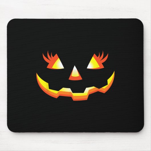 Tapis De Souris Jack-o'-lantern Face Citrouille Eyelashes Hallowee (Devant)