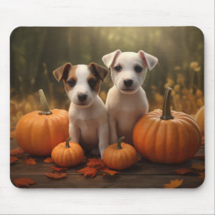 Tapis De Souris Jack Russell Puppy Automne Citrouille de plaisir