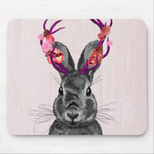 Tapis De Souris Jackalope avec Antlers roses 2