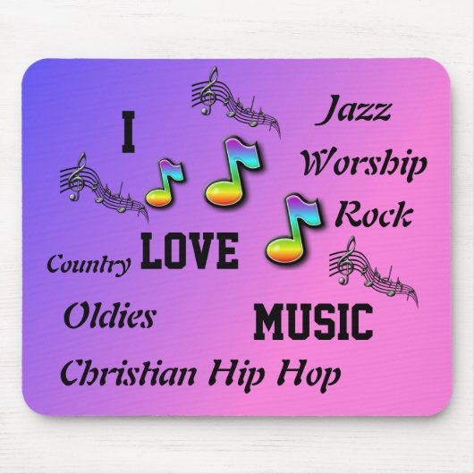 TAPIS DE SOURIS J'ADORE LA MUSIQUE MOUSEPAD (Devant)