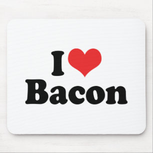 Tapis De Souris J'adore le Bacon au Coeur Rouge - Amateur de Bacon