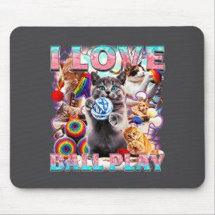 Tapis De Souris J'adore le jeu de balle Mignons chats Rouleau de l