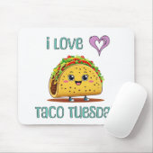 Tapis De Souris J'adore le mardi taco (Avec souris)