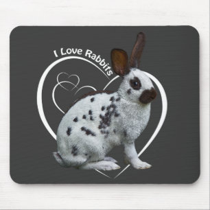 Tapis de souris J'adore les lapins (Gris foncé)