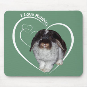 Tapis de souris J'adore les lapins (vert)