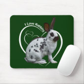 Tapis de souris J'adore les lapins (vert foncé) (Avec souris)