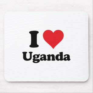 Tapis De Souris J'adore l'Ouganda Objet Thème Souvenir du Pays d'a