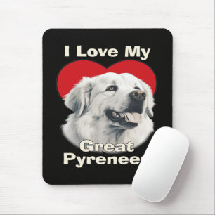 Tapis De Souris J'adore mon chien des Pyrénées