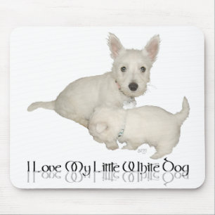 Tapis De Souris J'adore mon petit chien blanc - chiots Westie !