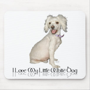 Tapis De Souris J'adore mon petit chien blanc - Mélange Caniche /